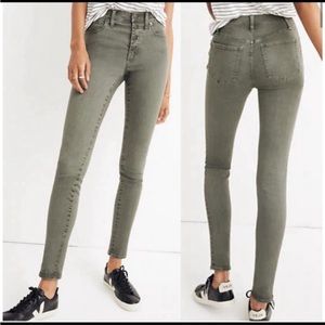 Madewell High Rise Button-Fly Green Jeans
